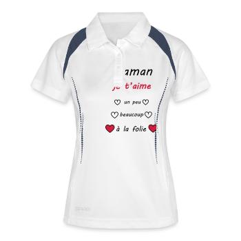 bonne fête maman je t'aime - Polo respirant Femme - blanc/marine - Devant