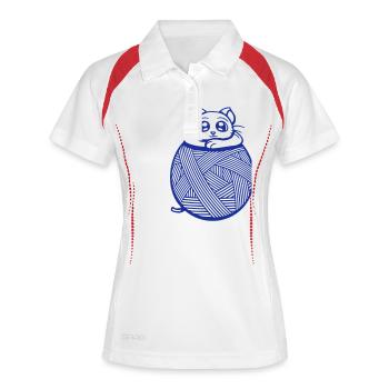Chat Fil Fil Fil Boule Couture Tricot Mignon - Polo respirant Femme - blanc/marine - Devant