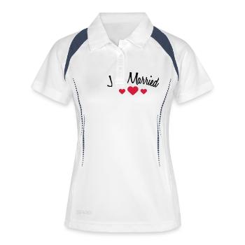 Just Married Hearts Logo Design - Frauen Polo atmungsaktiv - Weiß/Navy - Vorne