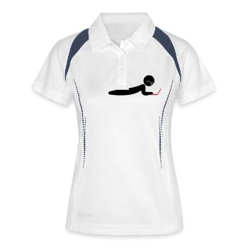 Ein Programmierer mit einem Laptop - Frauen Polo atmungsaktiv - Weiß/Navy - Vorne