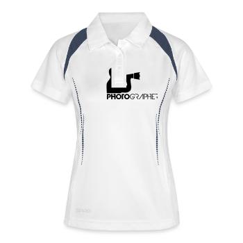 Photographe texte Création de logo - Polo respirant Femme - blanc/marine - Devant