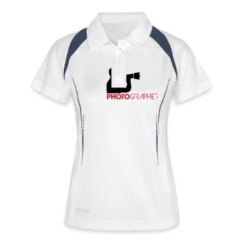 Photographe texte Création de logo - Polo respirant Femme - blanc/marine - Devant