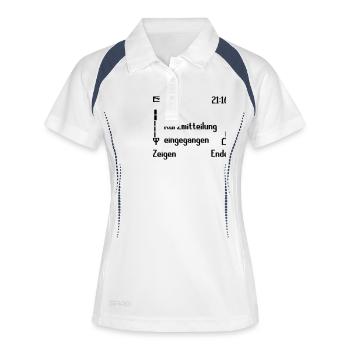 Retro Handy - Frauen Polo atmungsaktiv - Weiß/Navy - Vorne
