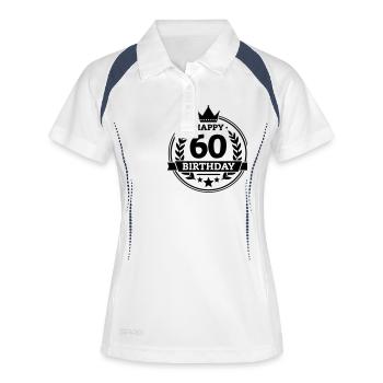 Happy 60. Birthday - Frauen Polo atmungsaktiv - Weiß/Navy - Vorne
