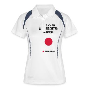 Weihnachten betrunken - Frauen Polo atmungsaktiv - Weiß/Navy - Vorne