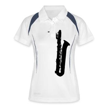 saxophone brass instrument music - Polo respirant Femme - blanc/marine - Devant