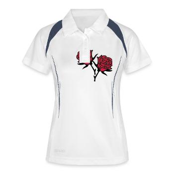 roses4 - Frauen Polo atmungsaktiv - Weiß/Navy - Vorne