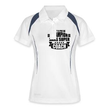 pas de champion sans super coach - Polo respirant Femme - blanc/marine - Devant