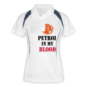 PETROL IN MY BLOOD - GAS / GASOLINE - Frauen Polo atmungsaktiv - Weiß/Navy - Vorne