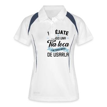 Verrückte Tia - Frauen Polo atmungsaktiv - Weiß/Navy - Vorne