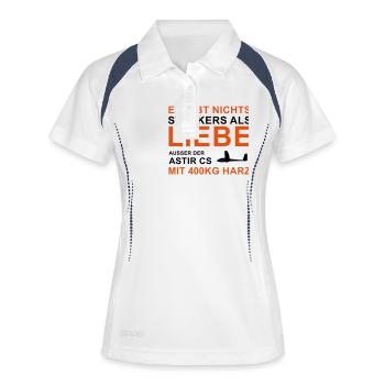 Astir Liebe Segelflieger Spruch Geschenk - Frauen Polo atmungsaktiv - Weiß/Navy - Vorne