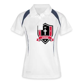 chrétien / chrétienne / catholique / religion - Polo respirant Femme - blanc/marine - Devant