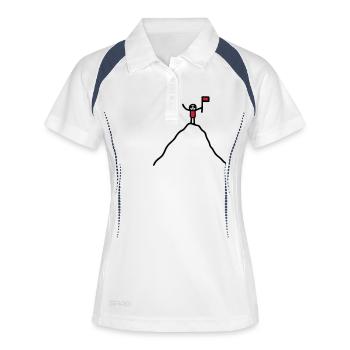 Auf dem Berg - V2 - Frauen Polo atmungsaktiv - Weiß/Navy - Vorne