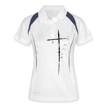 traverser fragmentées déchiqueté petite conception - Polo respirant Femme - blanc/marine - Devant