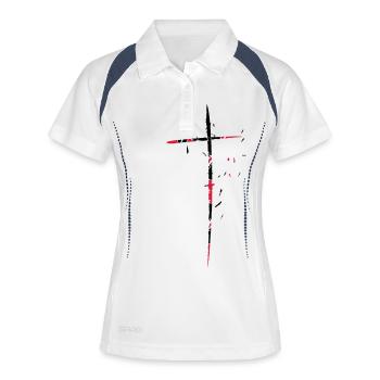 traverser fragmentées déchiqueté petite conception - Polo respirant Femme - blanc/marine - Devant