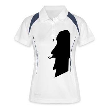 moai_hipster_02 - Polo respirant Femme - blanc/marine - Devant