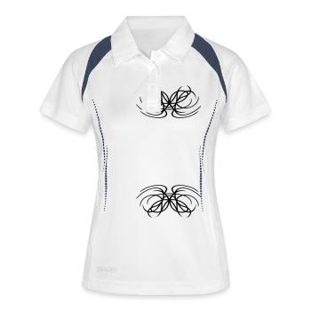 Design kunstvolles abstraktes Tribal - Frauen Polo atmungsaktiv - Weiß/Navy - Vorne