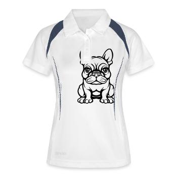 bulldogg hund comic - Frauen Polo atmungsaktiv - Weiß/Navy - Vorne