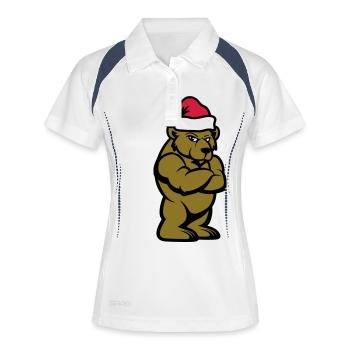 Bär Comic Weihnachten - Frauen Polo atmungsaktiv - Weiß/Navy - Vorne