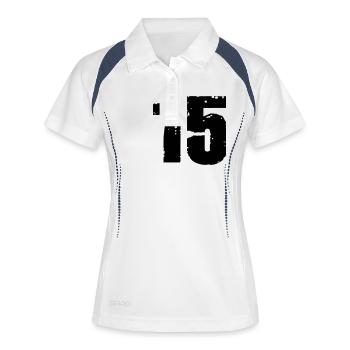 15 - Frauen Polo atmungsaktiv - Weiß/Navy - Vorne