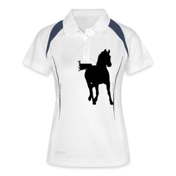 Galoppierendes Pferd - Frauen Polo atmungsaktiv - Weiß/Navy - Vorne