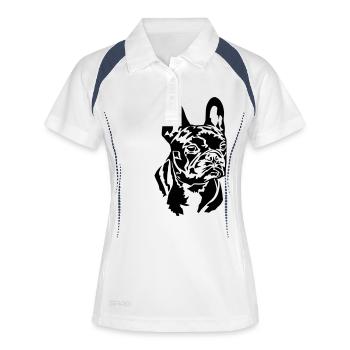 French Bulldog - Frauen Polo atmungsaktiv - Weiß/Navy - Vorne