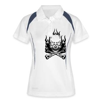 Burning Skull - Women's Polo breathable - white/navy - Front