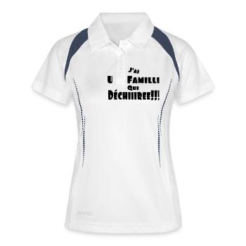 J'ai une famille qui déchire - Polo respirant Femme - blanc/marine - Devant