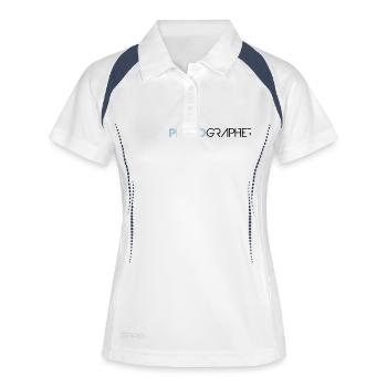 Photographe cool texte Design - Polo respirant Femme - blanc/marine - Devant
