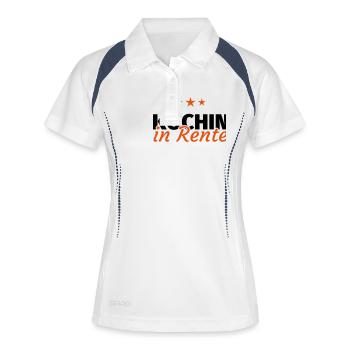 Köchin Rente - Frauen Polo atmungsaktiv - Weiß/Navy - Vorne