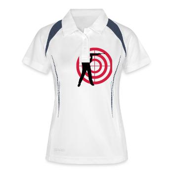 sportschuetze_2c - Polo respirant Femme - blanc/marine - Devant