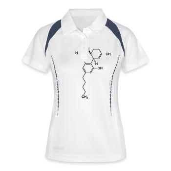 thc tetrahydrocannabinol - Frauen Polo atmungsaktiv - Weiß/Navy - Vorne