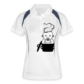 kochtopf koch essen hunger lecker grillen schürze - Frauen Polo atmungsaktiv - Weiß/Navy - Vorne