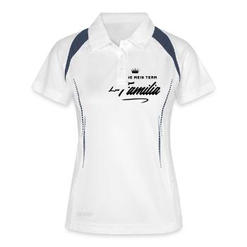 familia nie ohne mein team - Frauen Polo atmungsaktiv - Weiß/Navy - Vorne
