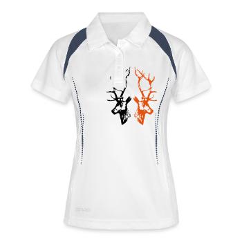 hirsche - Frauen Polo atmungsaktiv - Weiß/Navy - Vorne