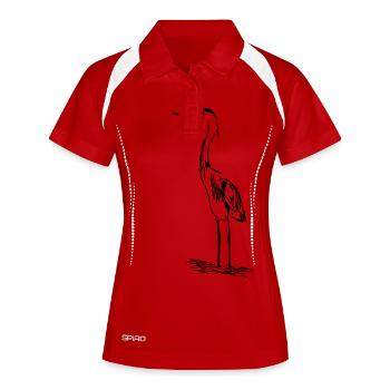 Eleganter Fischreiher - Frauen Polo atmungsaktiv - Weiß/Navy - Vorne
