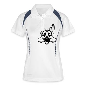 Deutsche Schäferhund - Frauen Polo atmungsaktiv - Weiß/Navy - Vorne