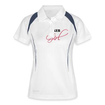 Biker Girl - Frauen Polo atmungsaktiv - Weiß/Navy - Vorne
