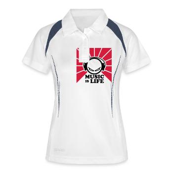 music - Frauen Polo atmungsaktiv - Weiß/Navy - Vorne