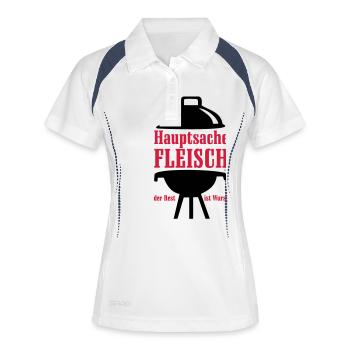 Grill, grillen, BBQ, Rost - Frauen Polo atmungsaktiv - Weiß/Navy - Vorne
