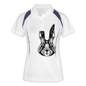 Mr. Bunny - Frauen Polo atmungsaktiv - Weiß/Navy - Vorne