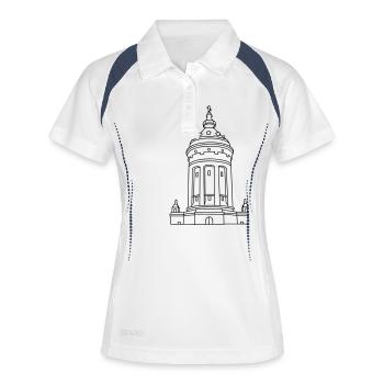 Wasserturm Mannheim - Frauen Polo atmungsaktiv - Weiß/Navy - Vorne