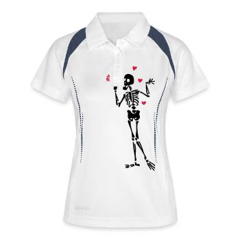 Squelette amoureux - Polo respirant Femme - blanc/marine - Devant