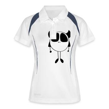 Kleines Monster - gezeichnet - Frauen Polo atmungsaktiv - Weiß/Navy - Vorne