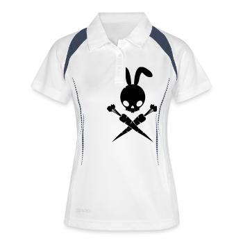 Bad Rabbit And Cross - Frauen Polo atmungsaktiv - Weiß/Navy - Vorne