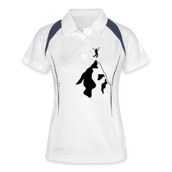 Bergsteiger erreicht Gipfel - Frauen Polo atmungsaktiv - Weiß/Navy - Vorne