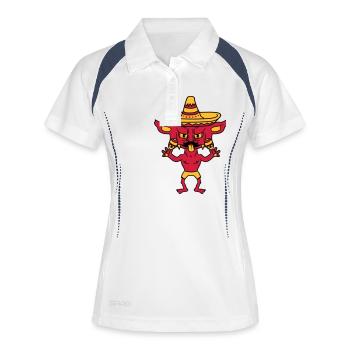célébrer la moustache moustache chapeau mexicain s - Polo respirant Femme - blanc/marine - Devant