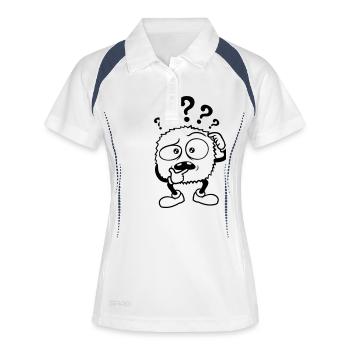 Zweifelnd Fragezeichen skeptisches Monster - Frauen Polo atmungsaktiv - Weiß/Navy - Vorne