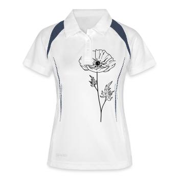Mohn Blume 13 Zeichenfläche 5 - Frauen Polo atmungsaktiv - Weiß/Navy - Vorne
