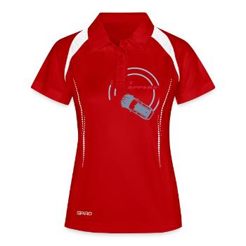 "drift happens!" color (3 Farben anpassbar) - Frauen Polo atmungsaktiv - Weiß/Navy - Vorne